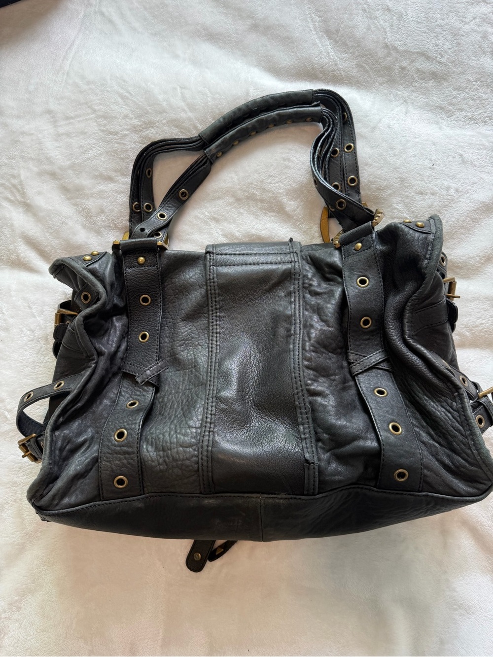 Vintage Betsey Johnson Black Shoulder Bag with Gold Hardware and Stud Accents - Picture 6 of 16